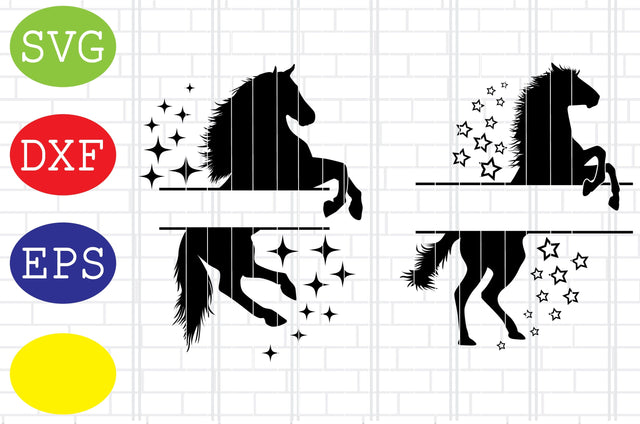 Standing Horse Split Name, Horse Monogram, Horse Clip Art Svg, Jpg, Eps, Dxf Files SVG DigitalSvgFiles 