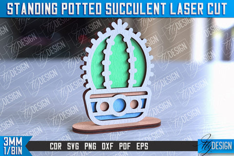 Standing Potted Succulent | Decorative Succulent | Laser Cut Design | CNC File SVG Fly Design 