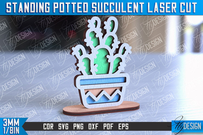 Standing Potted Succulent | Decorative Succulent | Laser Cut Design | CNC File SVG Fly Design 