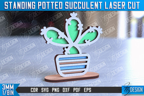 Standing Potted Succulent | Decorative Succulent | Laser Cut Design | CNC File SVG Fly Design 