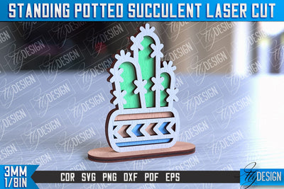 Standing Potted Succulent | Decorative Succulent | Laser Cut Design | CNC File SVG Fly Design 