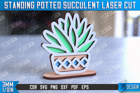 Standing Potted Succulent | Decorative Succulent | Laser Cut Design | CNC File SVG Fly Design 