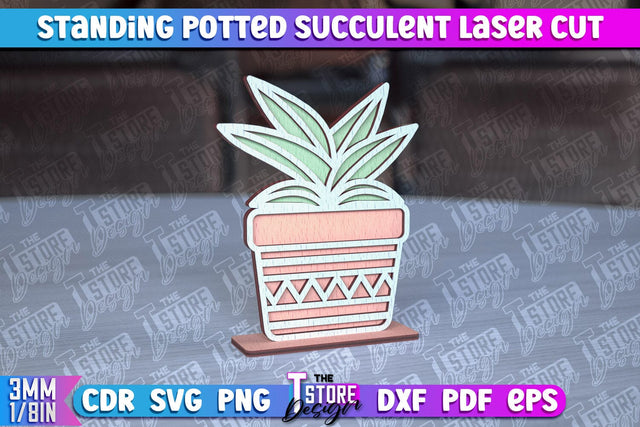 Standing Potted Succulent | Decorative Succulent | Laser Cut Design | CNC File SVG The T Store Design 