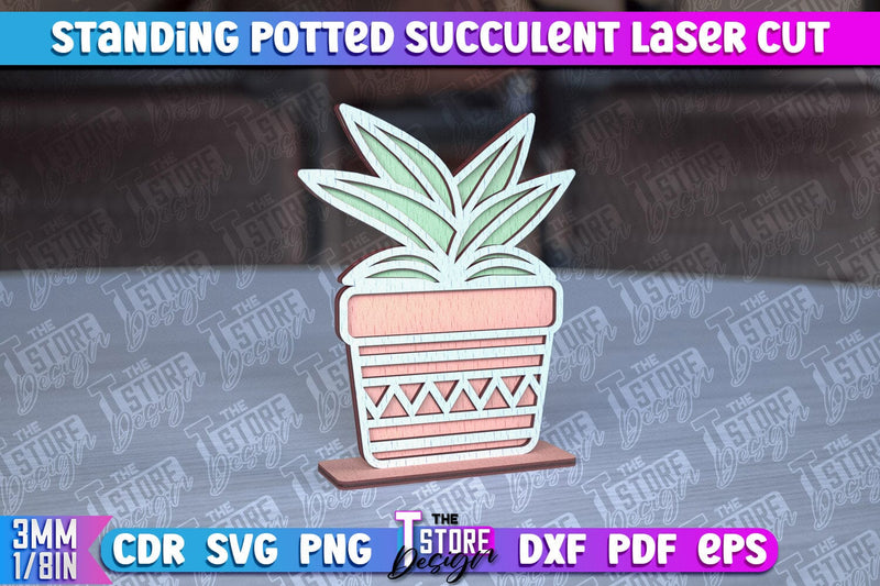 Standing Potted Succulent | Decorative Succulent | Laser Cut Design | CNC File SVG The T Store Design 
