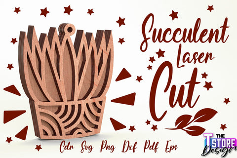 Standing Potted Succulent | Decorative Succulent | Laser Cut Design | CNC File SVG The T Store Design 