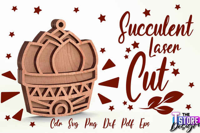Standing Potted Succulent | Decorative Succulent | Laser Cut Design | CNC File SVG The T Store Design 