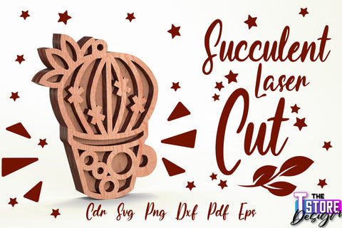Standing Potted Succulent | Decorative Succulent | Laser Cut Design | CNC File SVG The T Store Design 