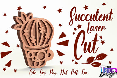 Standing Potted Succulent | Decorative Succulent | Laser Cut Design | CNC File SVG The T Store Design 