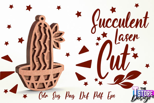 Standing Potted Succulent | Decorative Succulent | Laser Cut Design | CNC File SVG The T Store Design 