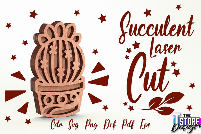 Standing Potted Succulent | Decorative Succulent | Laser Cut Design | CNC File SVG The T Store Design 