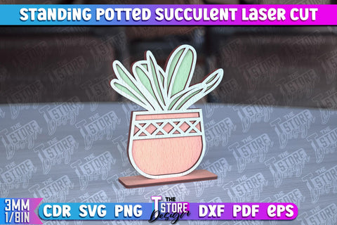 Standing Potted Succulent | Decorative Succulent | Laser Cut Design | CNC File SVG The T Store Design 