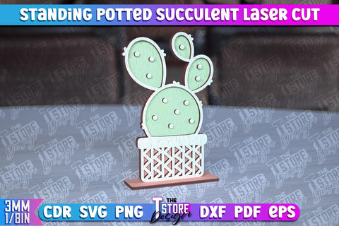Standing Potted Succulent | Decorative Succulent | Laser Cut Design | CNC File SVG The T Store Design 