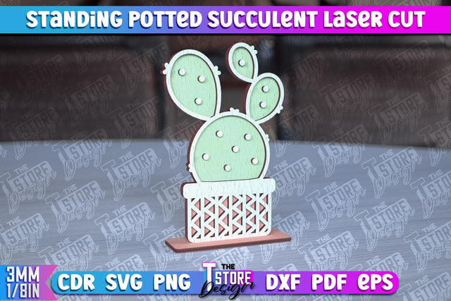 Standing Potted Succulent | Decorative Succulent | Laser Cut Design | CNC File SVG The T Store Design 