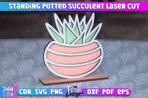 Standing Potted Succulent | Decorative Succulent | Laser Cut Design | CNC File SVG The T Store Design 