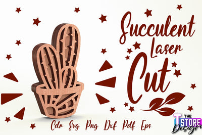Standing Potted Succulent | Decorative Succulent | Laser Cut Design | CNC File SVG The T Store Design 
