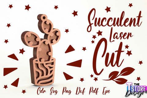 Standing Potted Succulent | Decorative Succulent | Laser Cut Design | CNC File SVG The T Store Design 