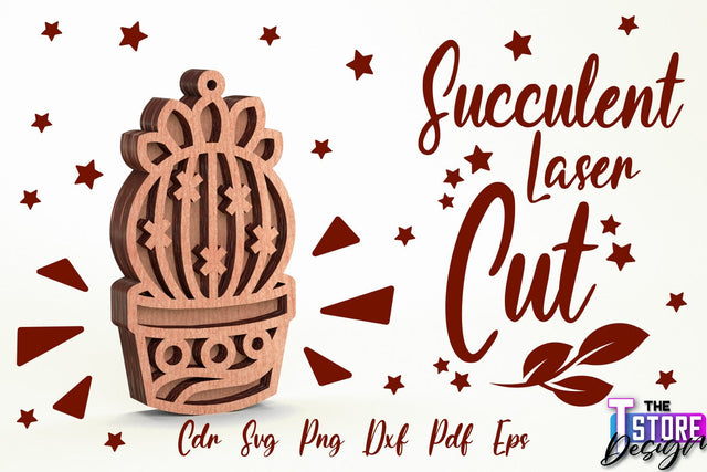 Standing Potted Succulent | Decorative Succulent | Laser Cut Design | CNC File SVG The T Store Design 