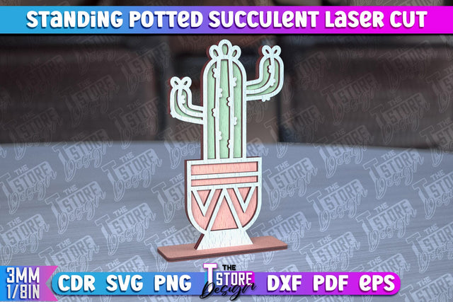Standing Potted Succulent | Decorative Succulent | Laser Cut Design | CNC File SVG The T Store Design 