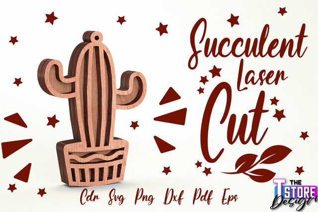 Standing Potted Succulent | Decorative Succulent | Laser Cut Design | CNC File SVG The T Store Design 