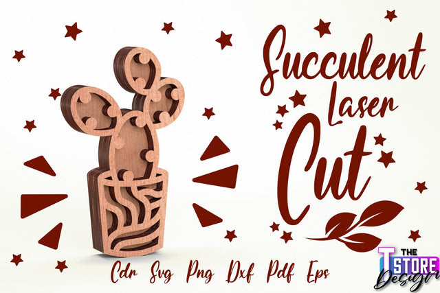 Standing Potted Succulent | Decorative Succulent | Laser Cut Design | CNC File SVG The T Store Design 
