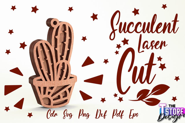 Standing Potted Succulent | Decorative Succulent | Laser Cut Design | CNC File SVG The T Store Design 
