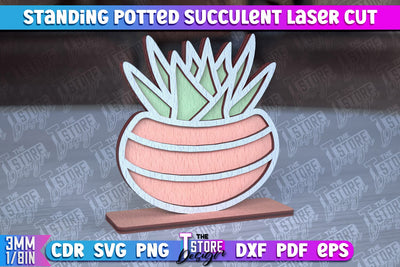 Standing Potted Succulent | Decorative Succulent | Laser Cut Design | CNC File SVG The T Store Design 