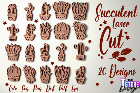 Standing Potted Succulent | Decorative Succulent | Laser Cut Design | CNC File SVG The T Store Design 