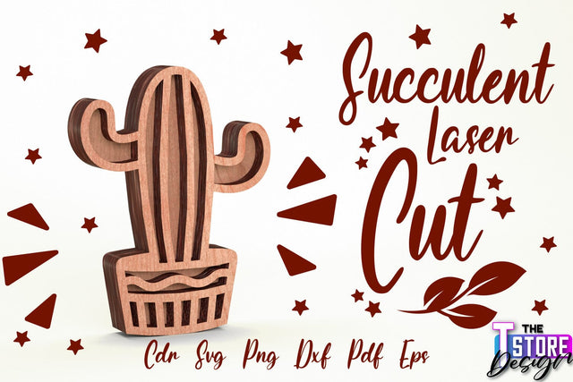 Standing Potted Succulent | Decorative Succulent | Laser Cut Design | CNC File SVG The T Store Design 