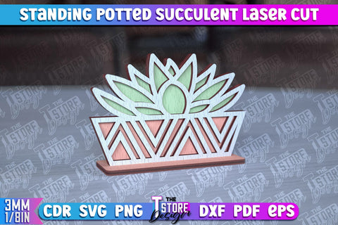 Standing Potted Succulent | Decorative Succulent | Laser Cut Design | CNC File SVG The T Store Design 