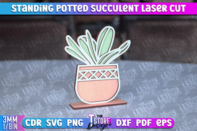Standing Potted Succulent | Decorative Succulent | Laser Cut Design | CNC File SVG The T Store Design 