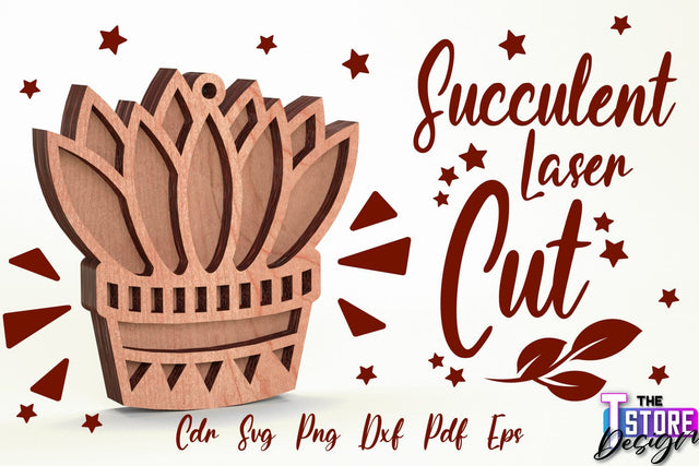 Standing Potted Succulent | Decorative Succulent | Laser Cut Design | CNC File SVG The T Store Design 