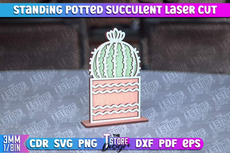 Standing Potted Succulent | Decorative Succulent | Laser Cut Design | CNC File SVG The T Store Design 