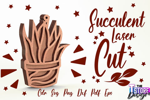 Standing Potted Succulent | Decorative Succulent | Laser Cut Design | CNC File SVG The T Store Design 
