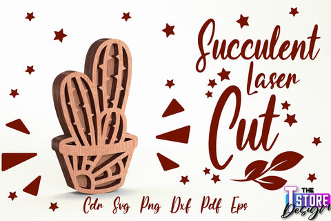 Standing Potted Succulent | Decorative Succulent | Laser Cut Design | CNC File SVG The T Store Design 