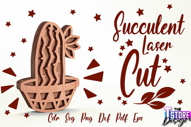 Standing Potted Succulent | Decorative Succulent | Laser Cut Design | CNC File SVG The T Store Design 