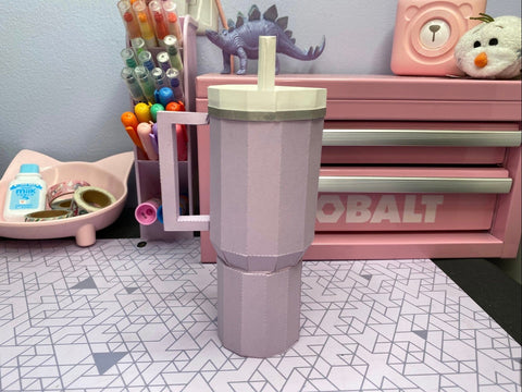 Stanley Tumbler Cup 3D SVG Cut File for Cricut or Silhouette, Kawaii 3D Paper Model SVG Lavender Paper Cut 