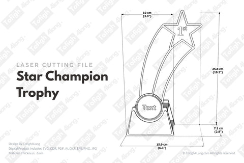 Star Champion Trophy Laser Cut File | Laser cutting file SVG tofigh4lang 