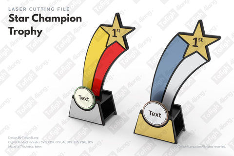 Star Champion Trophy Laser Cut File | Laser cutting file SVG tofigh4lang 