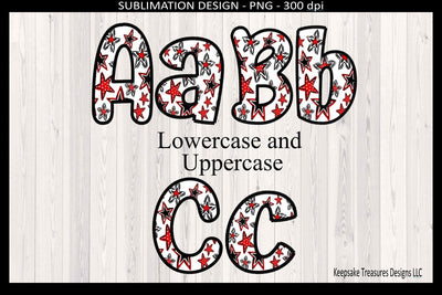 Star Faux Embroidery Alpha, Sublimation Png Printable, Digital Download Sublimation Keepsake Treasures Designs LLC. 