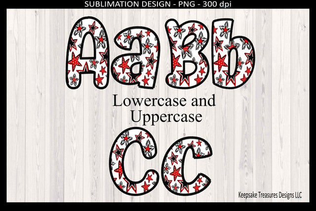 Star Faux Embroidery Alpha, Sublimation Png Printable, Digital Download Sublimation Keepsake Treasures Designs LLC. 