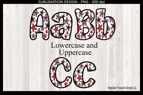 Star Faux Embroidery Alpha, Sublimation Png Printable, Digital Download Sublimation Keepsake Treasures Designs LLC. 