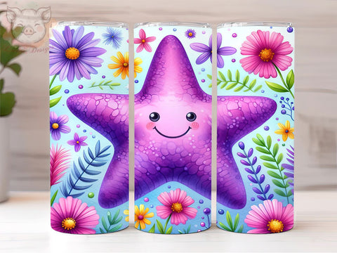 Star Fish Ocean 20oz Tumbler Png, Straight & Tapered Tumbler Png, Summer Ocean Tumbler Png, Digital Download PNG Sublimation Lara' s Designs 