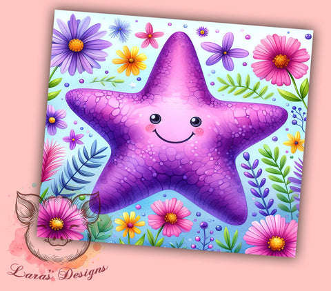 Star Fish Ocean 20oz Tumbler Png, Straight & Tapered Tumbler Png, Summer Ocean Tumbler Png, Digital Download PNG Sublimation Lara' s Designs 