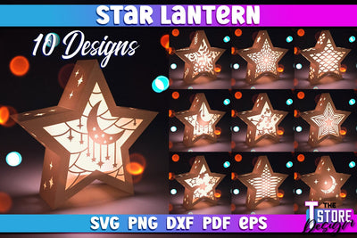 Star Lantern SVG | Paper Cut SVG | Night Light Design SVG The T Store Design 