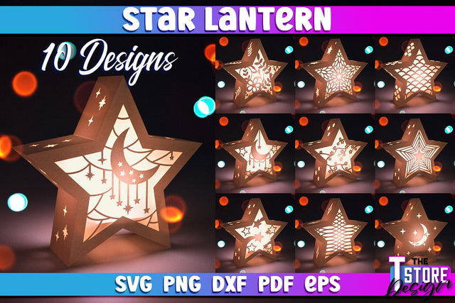 Star Lantern SVG | Paper Cut SVG | Night Light Design SVG The T Store Design 