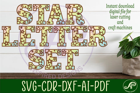 Star letters alphabet set x 41 SVG APInspireddesigns 