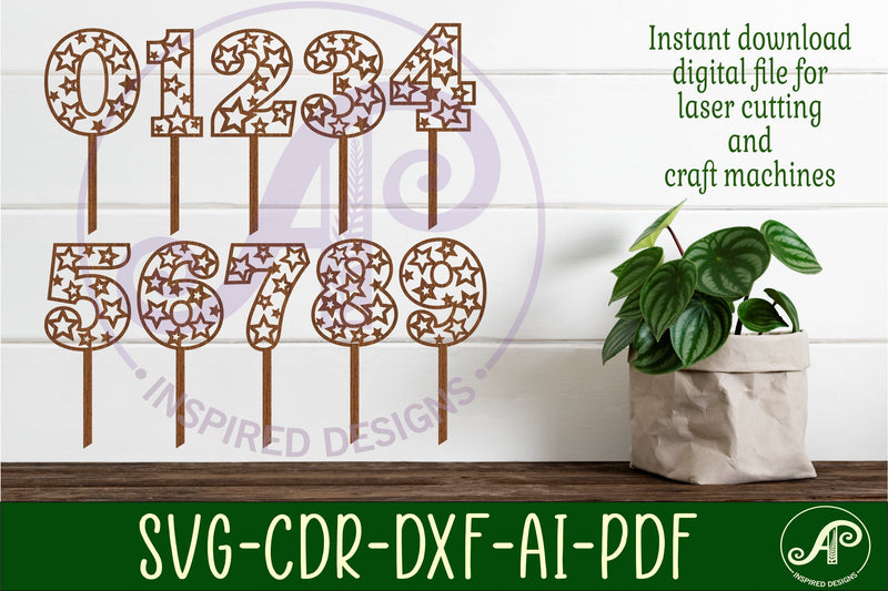 Star number cake toppers SVG cut files SVG APInspireddesigns 