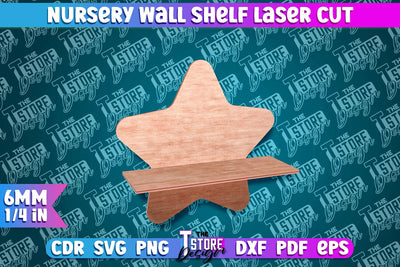 Star Nursery Wall Shelf Laser Cut | Laser Cut Design SVG The T Store Design 
