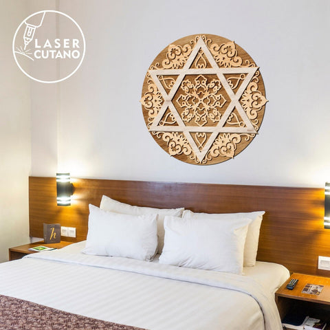 Star of David Multilayer Wall Art Decoration, Laser Cut Template SVG LaserCutano 
