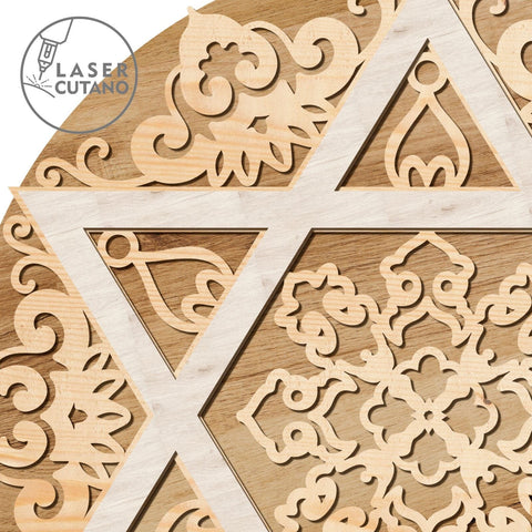 Star of David Multilayer Wall Art Decoration, Laser Cut Template SVG LaserCutano 